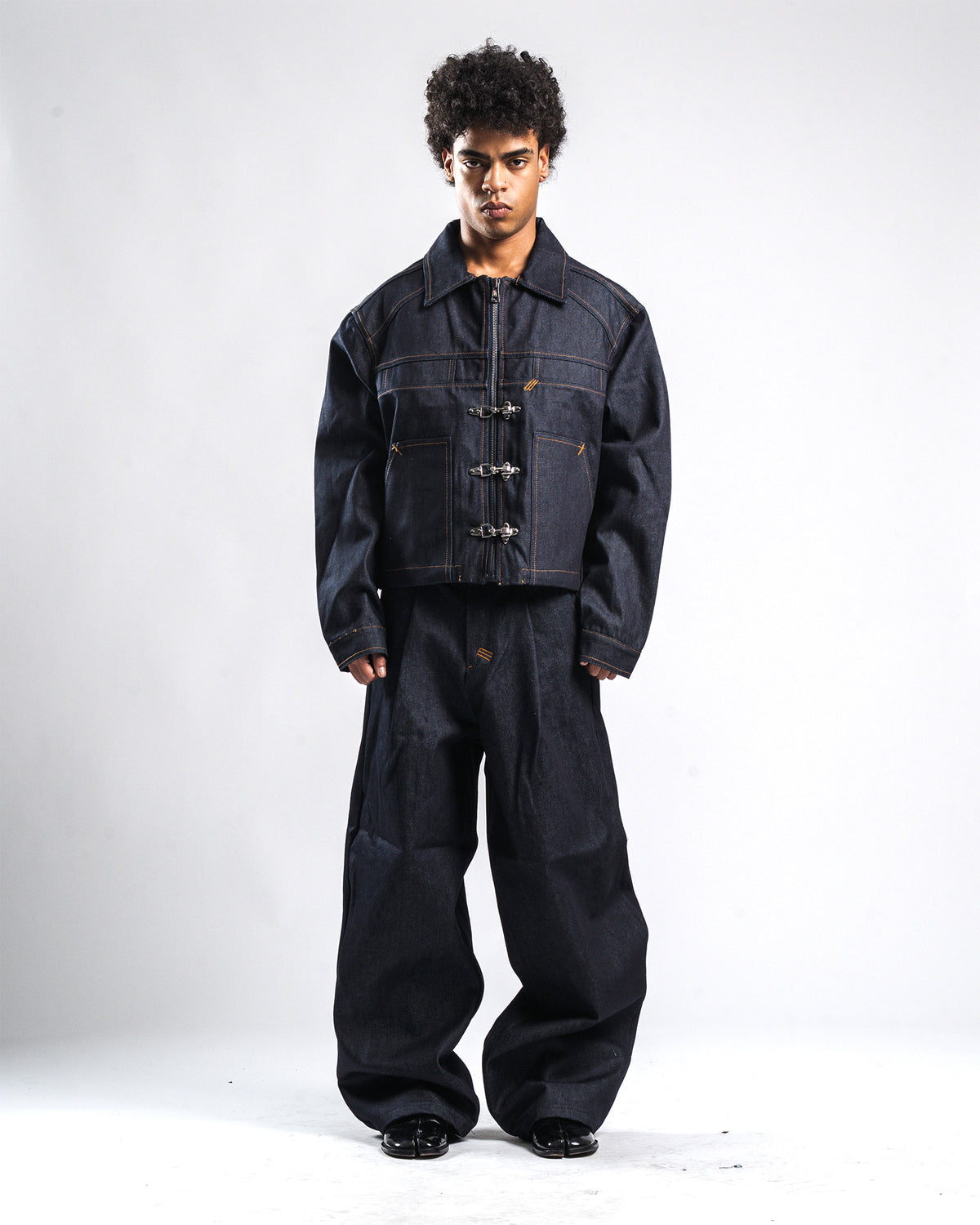 DARK INDIGO 14OZ RAW DENIM HOOKED JACKET - Karmine