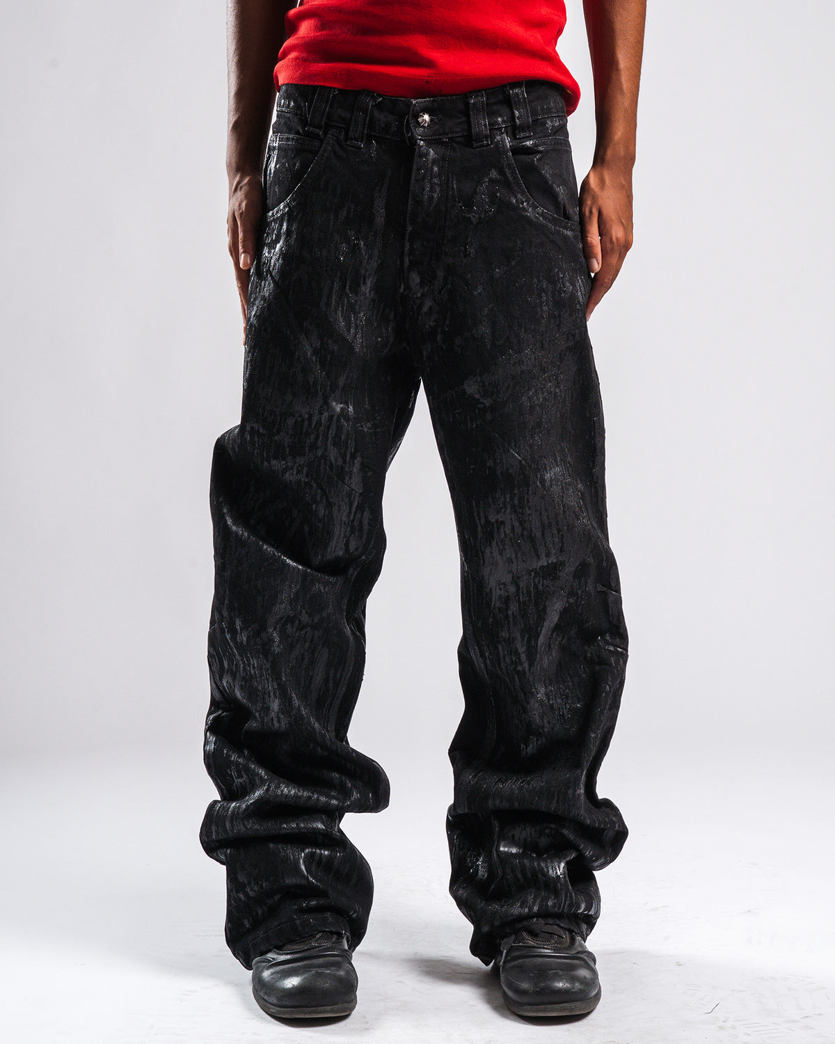 BLACK CRY WAXED DENIM - Karmine