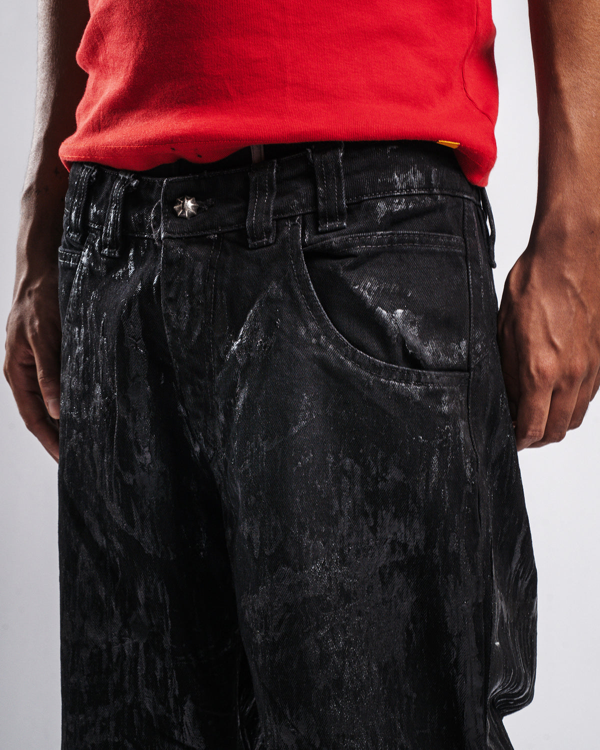 BLACK CRY WAXED DENIM