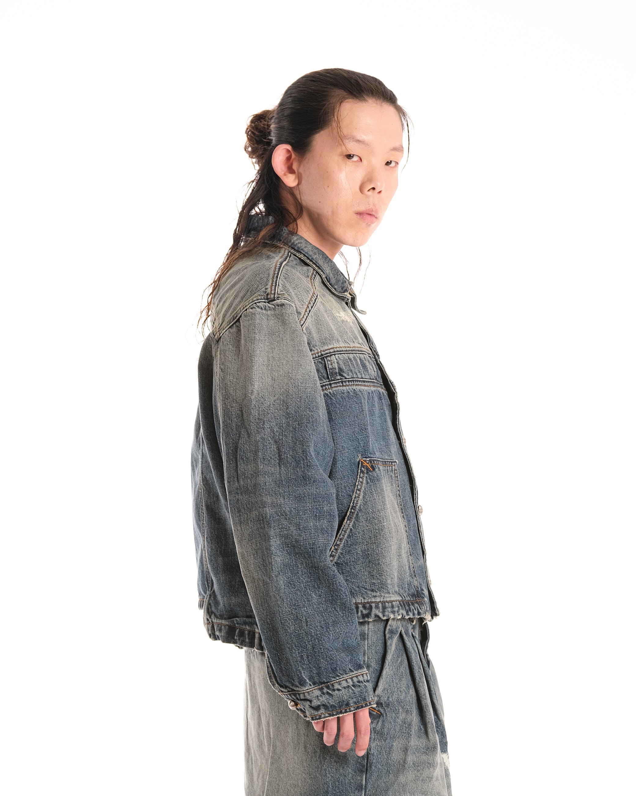 MINERAL WASH DENIM JACKET - Karmine