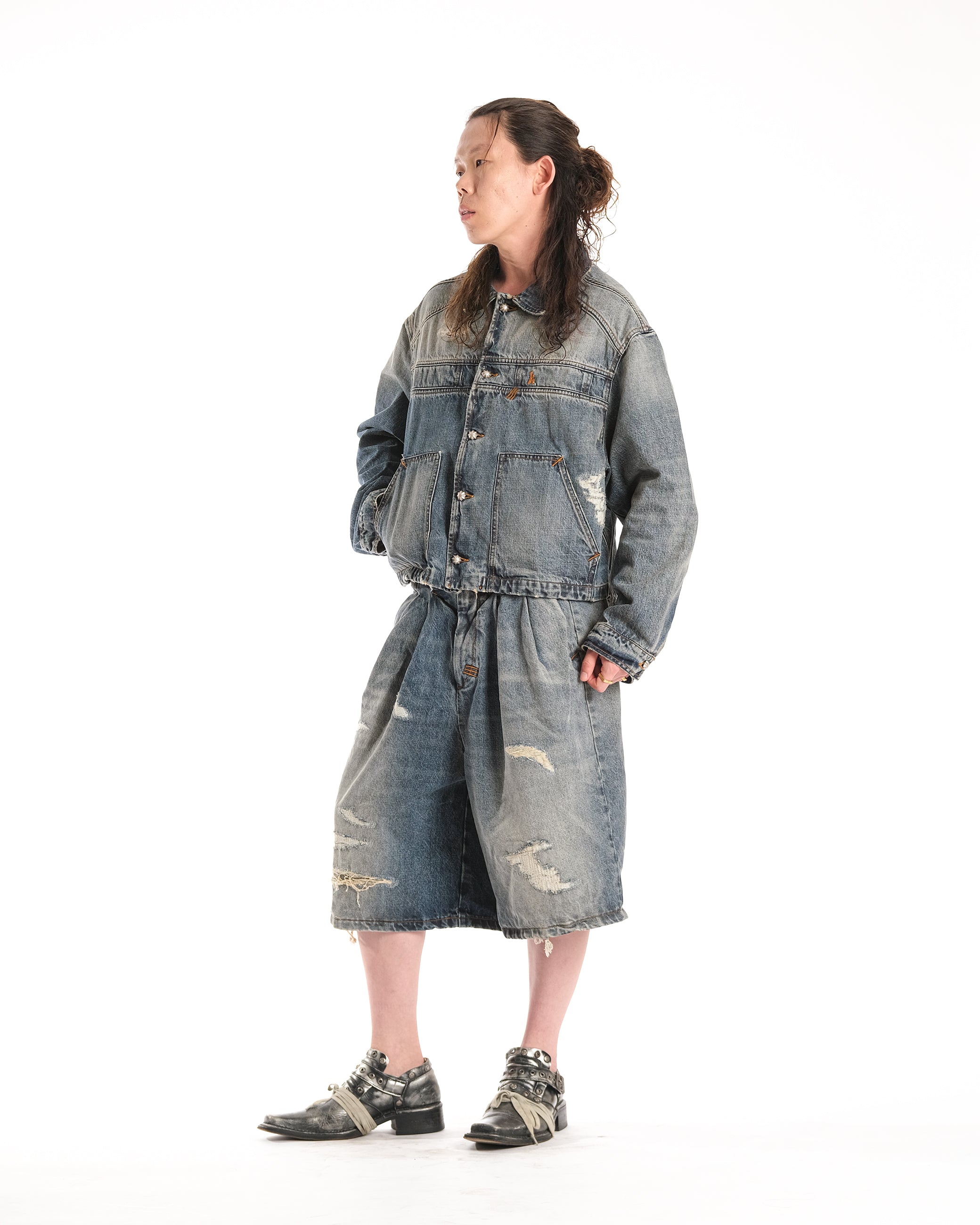 MINERAL WASH DENIM JACKET - Karmine