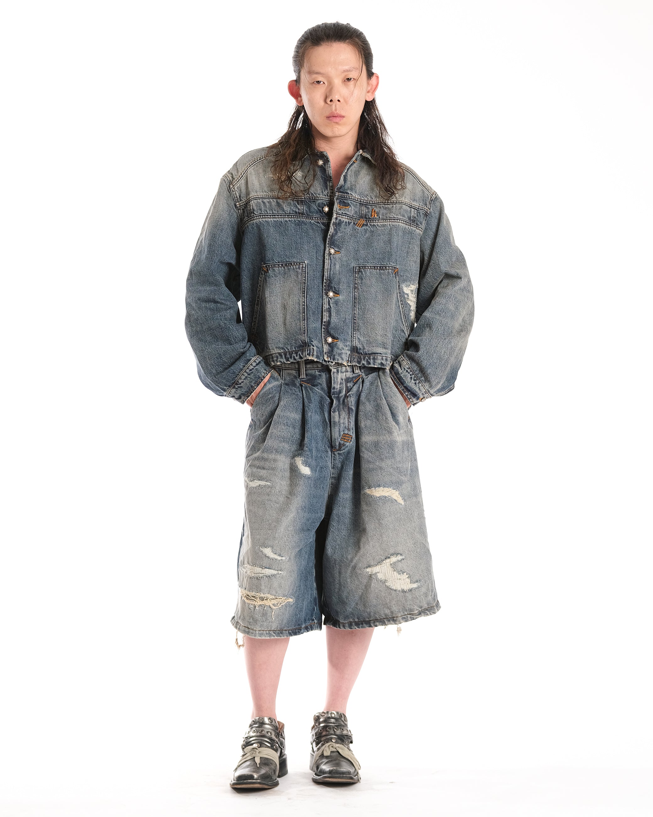 MINERAL WASH DENIM JACKET - Karmine