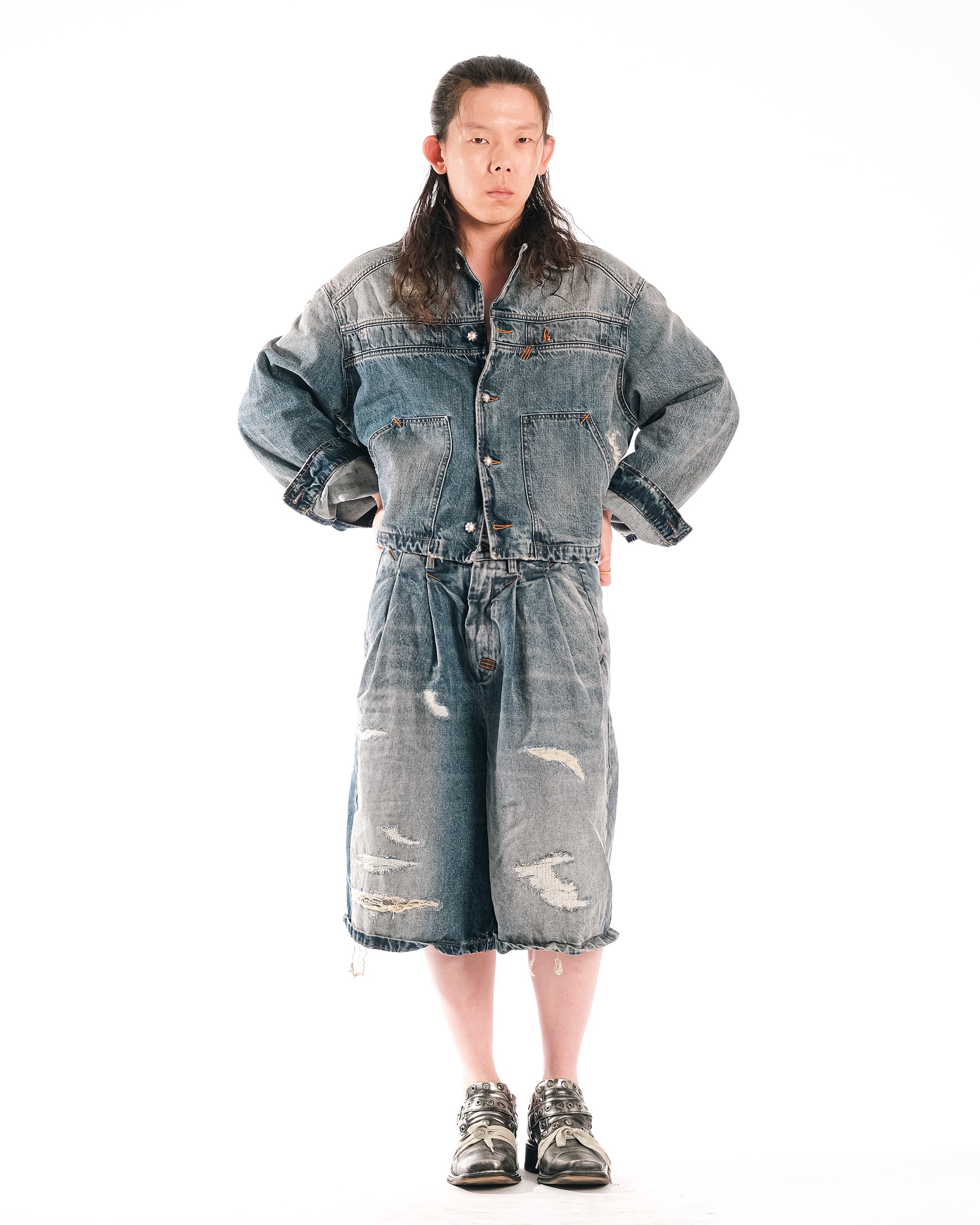 DOUBLE PINCES MINERAL WASH SHORT - Karmine