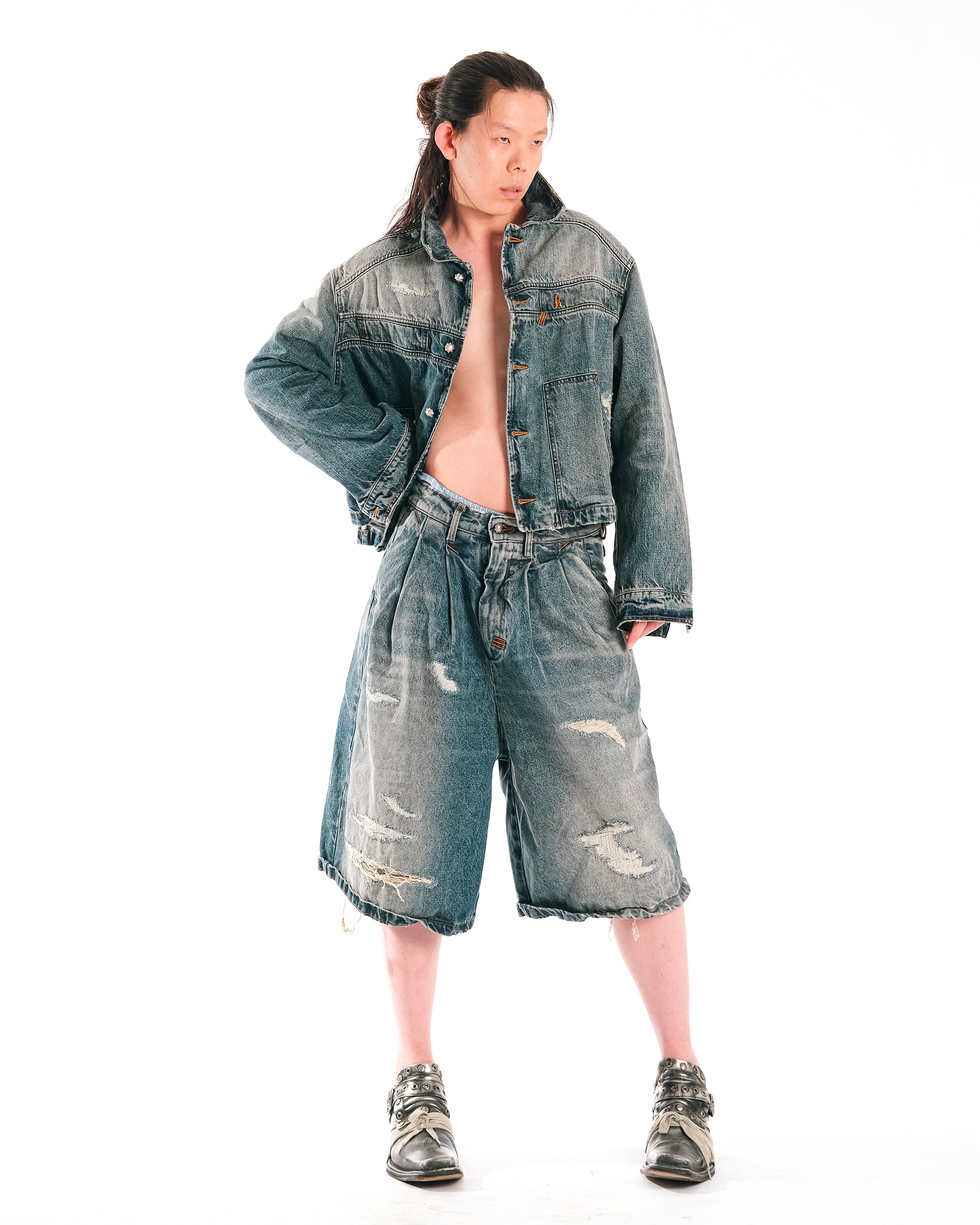 MINERAL WASH DENIM JACKET - Karmine