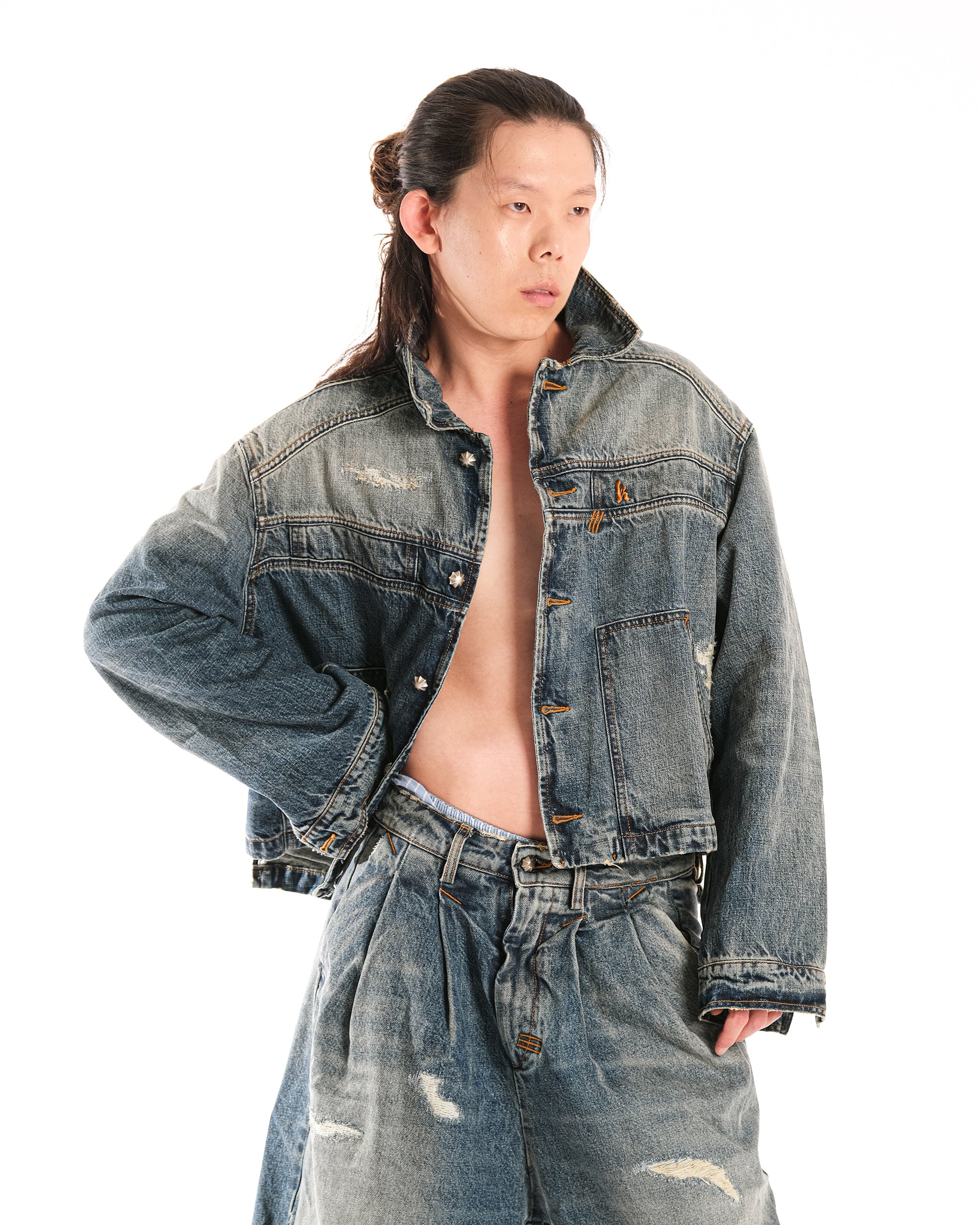 MINERAL WASH DENIM JACKET - Karmine