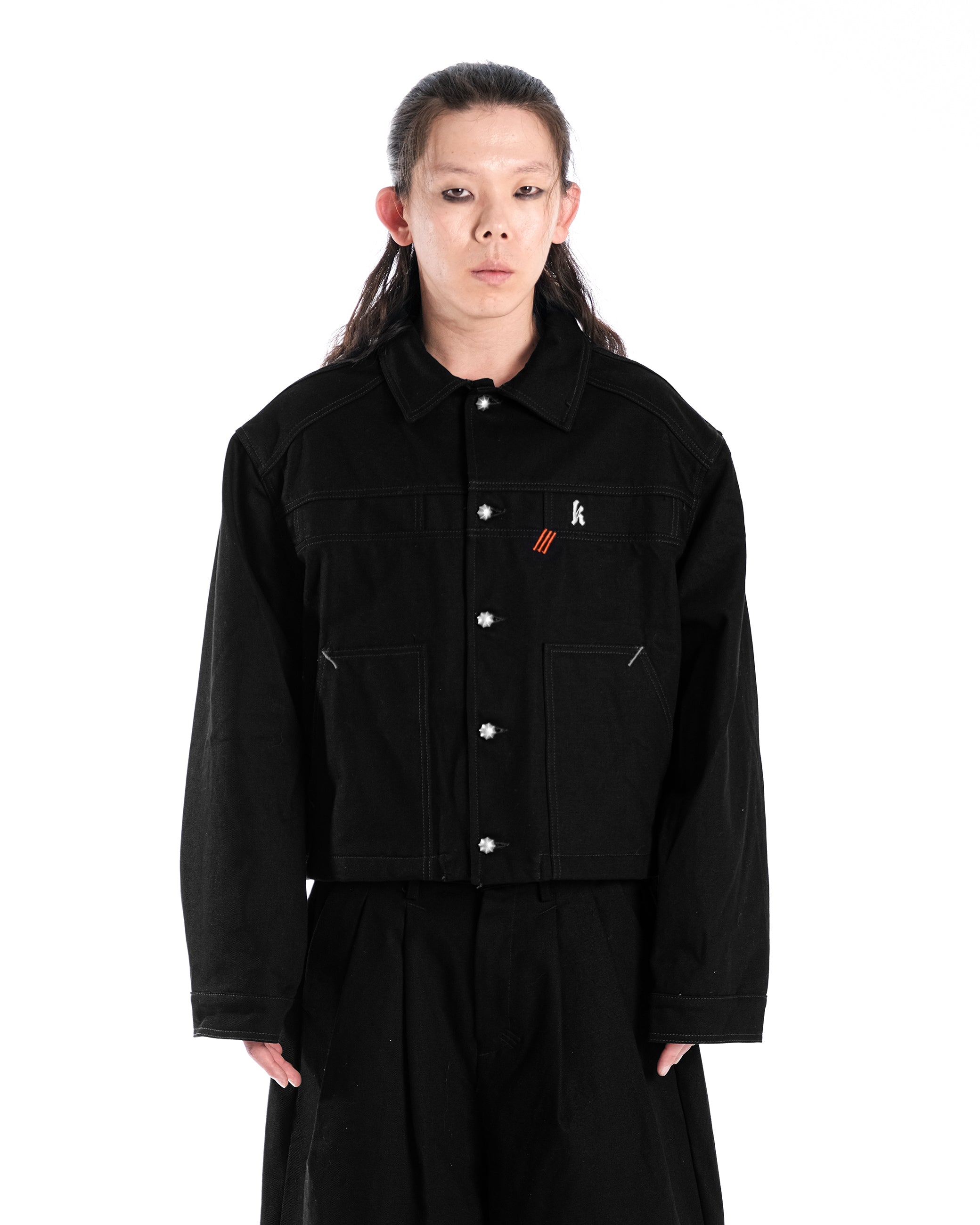 DOUBLE BLACK DENIM JACKET - Karmine