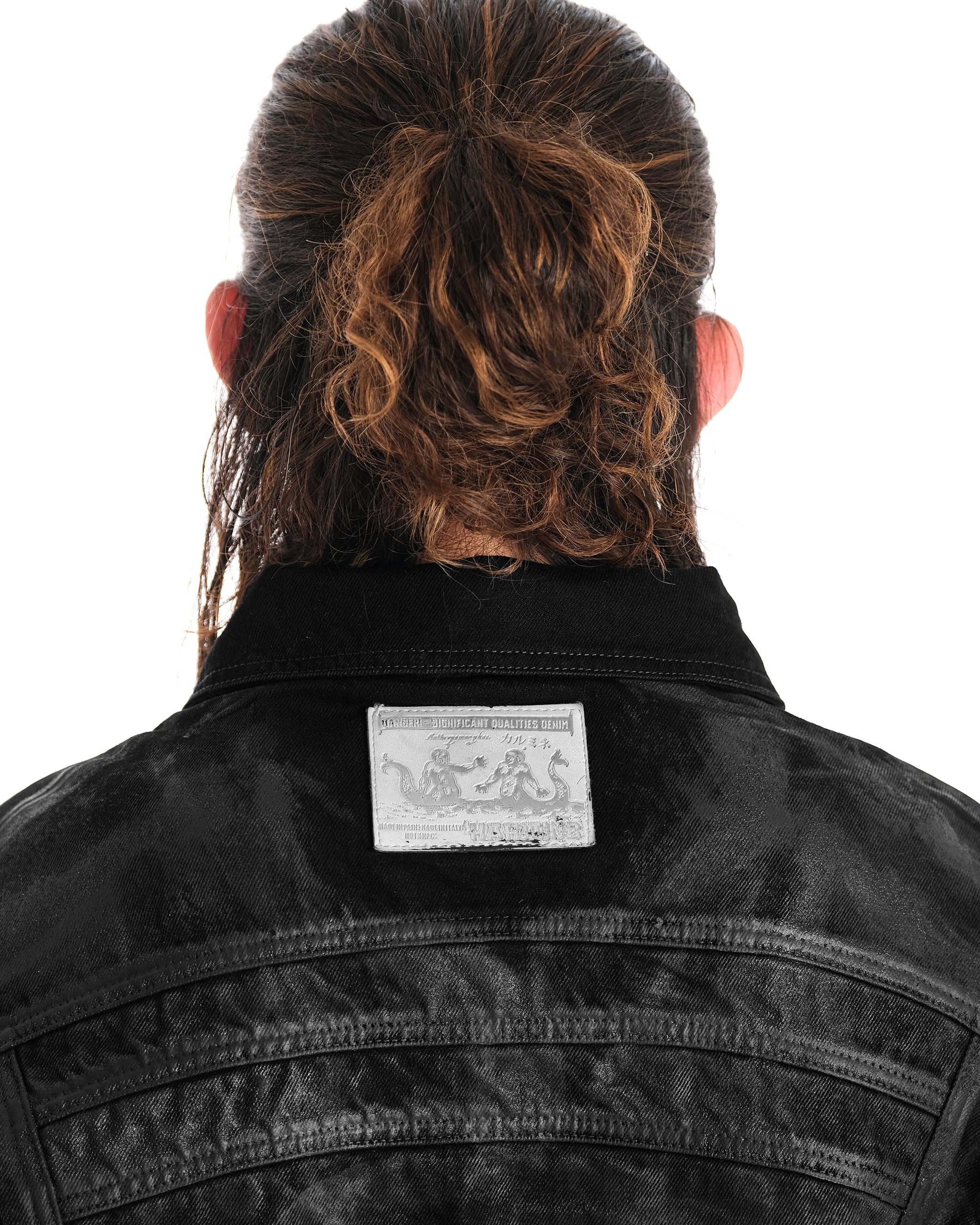BLACK WAXED DENIM JACKET - Karmine