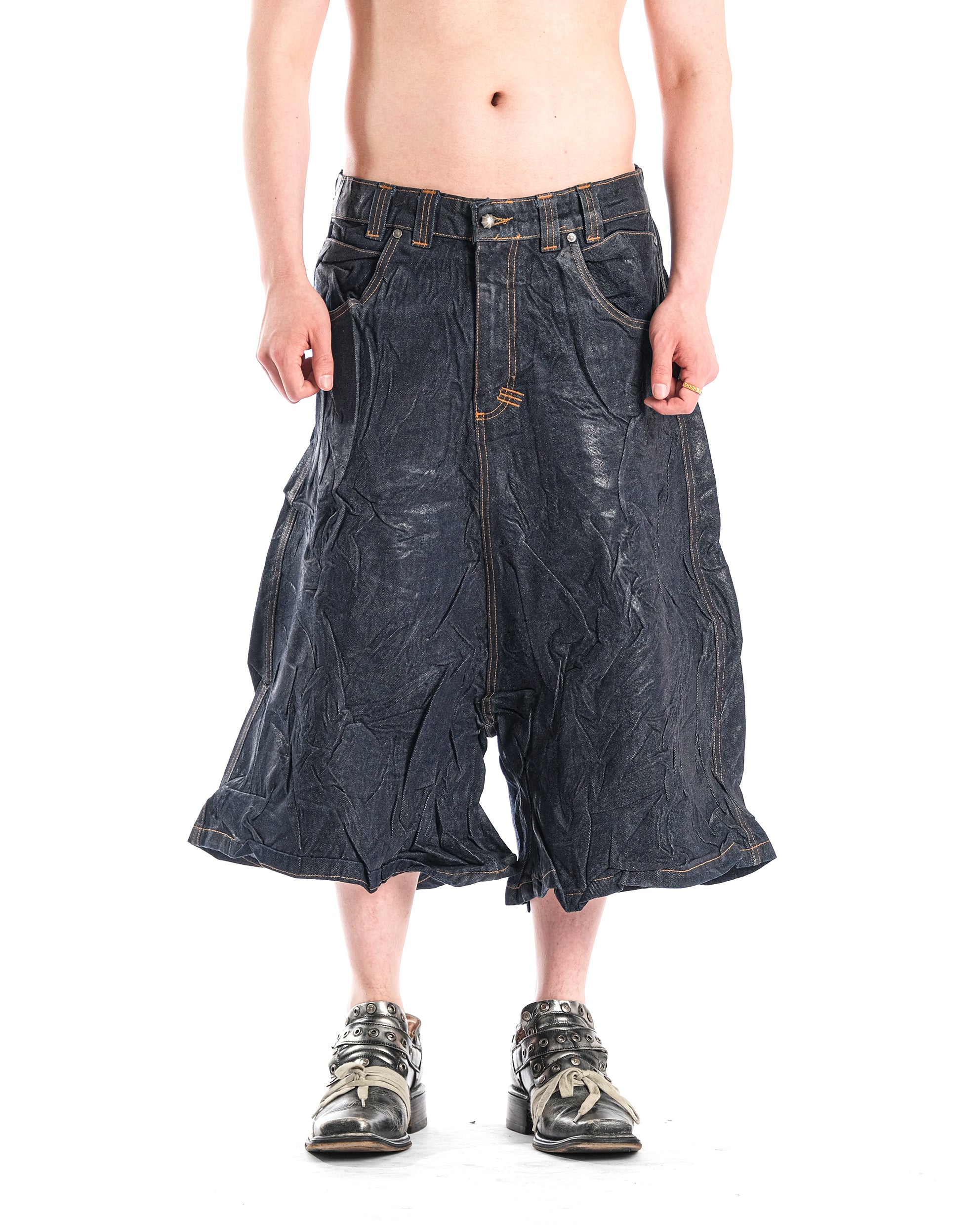 WIDE SHORT COMPRESSED DENIM BLUE - Karmine
