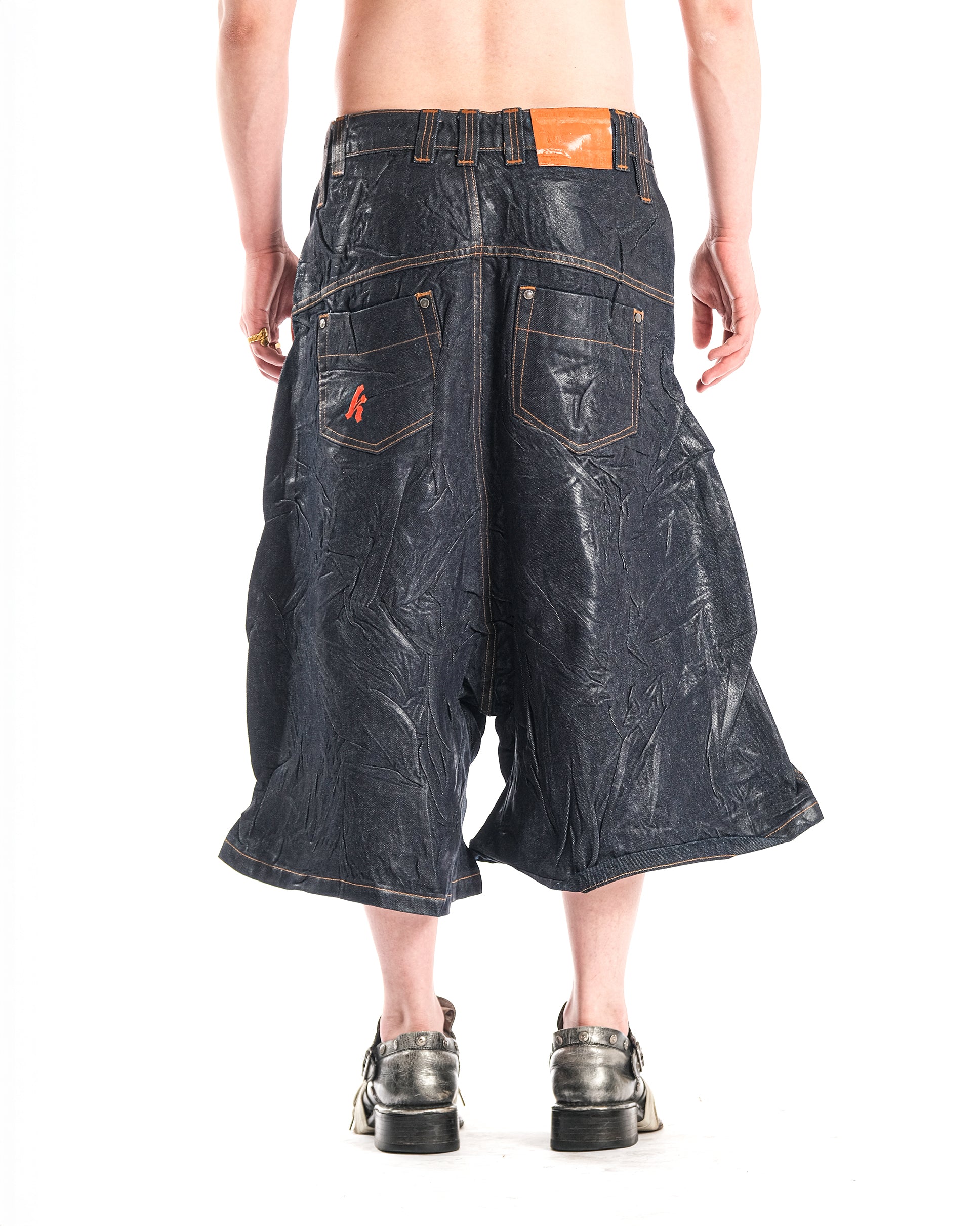 WIDE SHORT COMPRESSED DENIM BLUE - Karmine