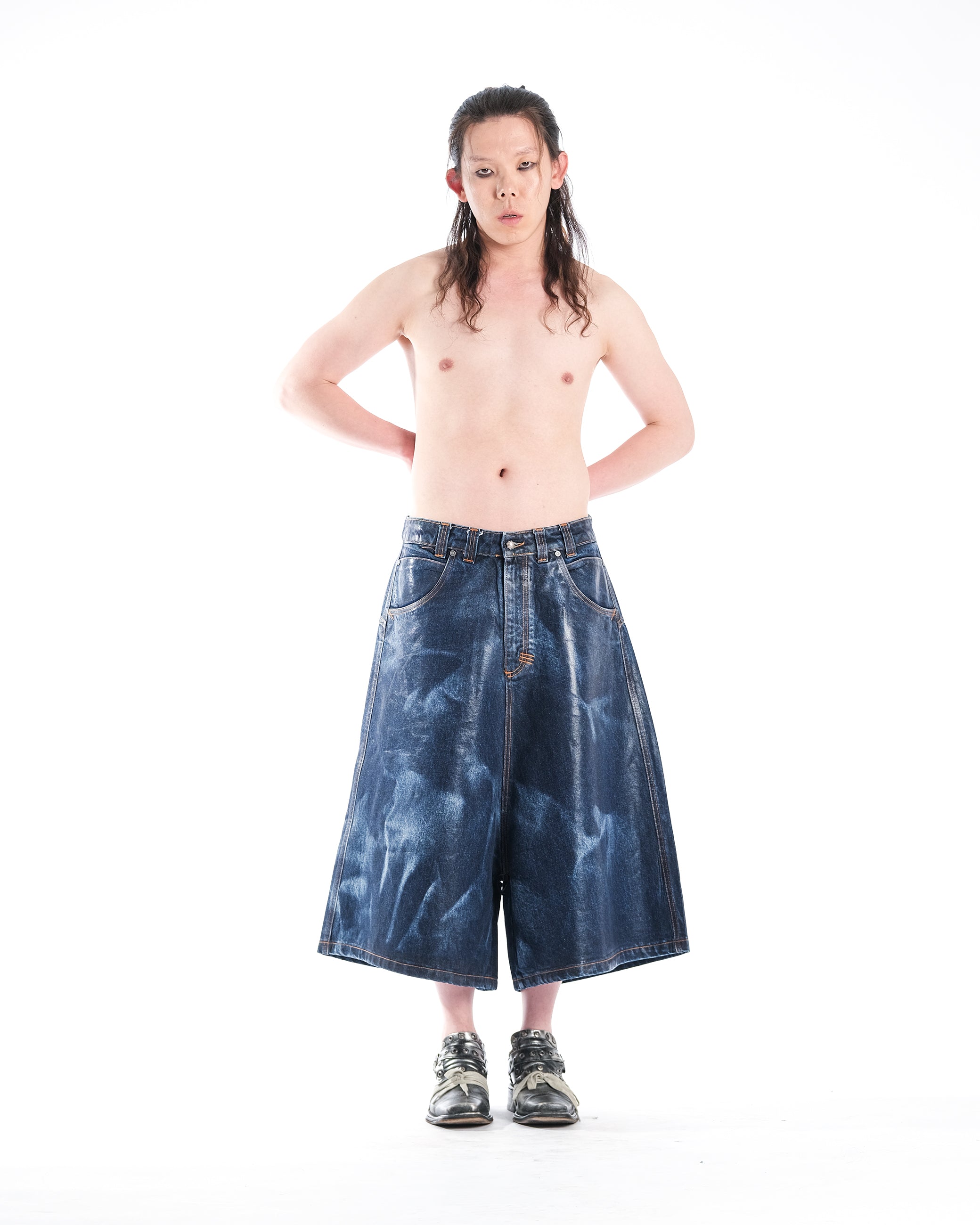 WIDE SHORT LUCYD SK1N DENIM - Karmine