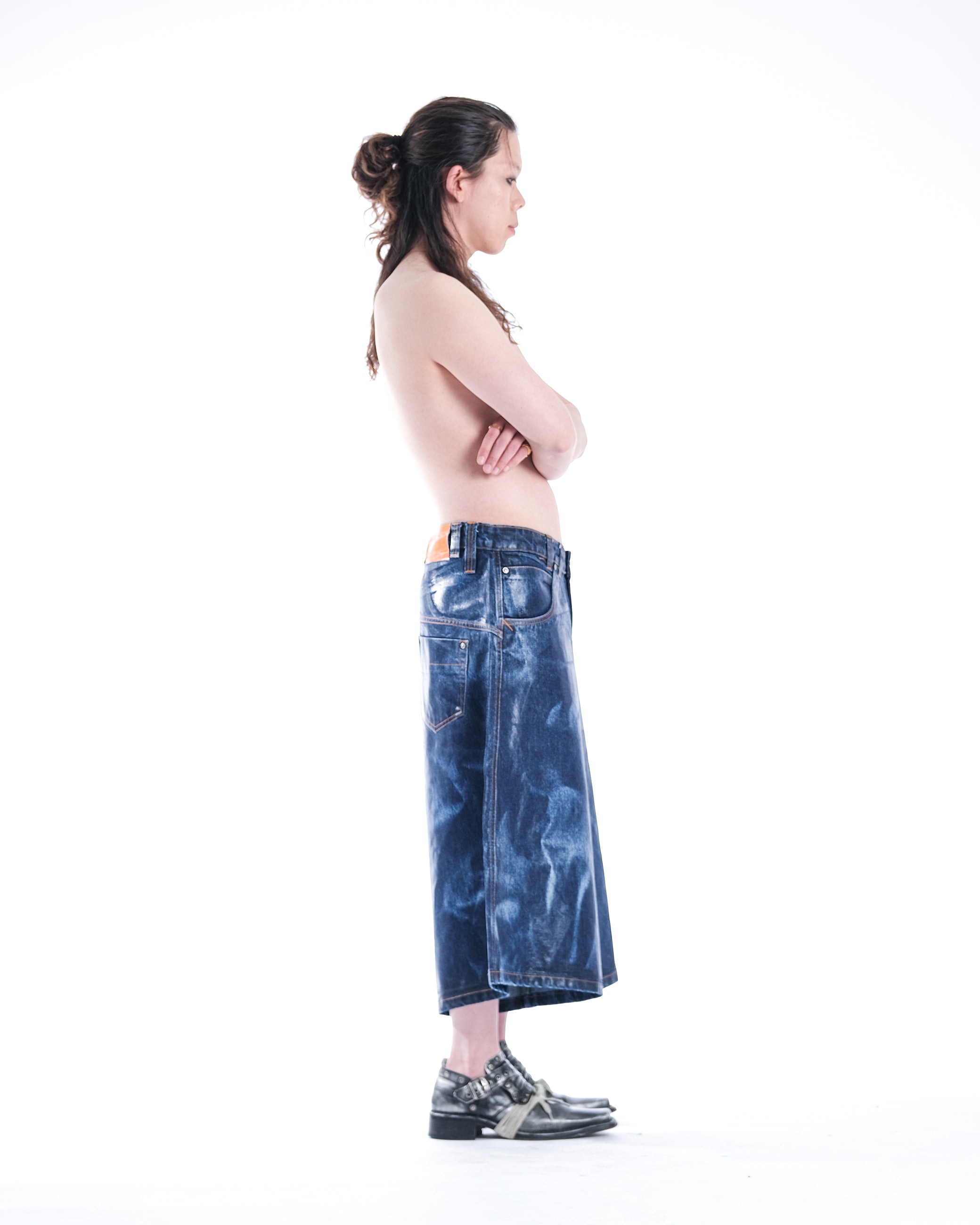 WIDE SHORT LUCYD SK1N DENIM - Karmine