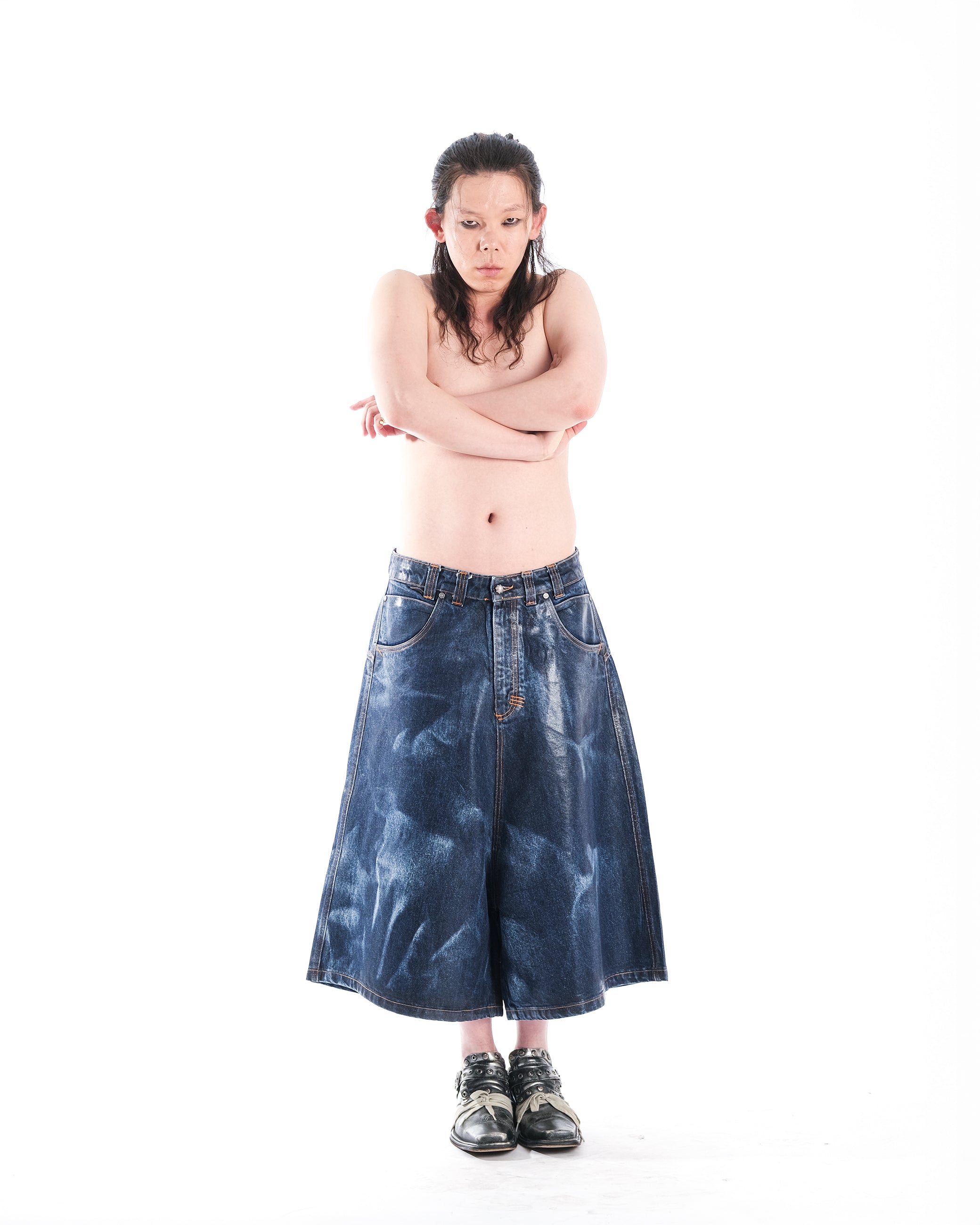 WIDE SHORT LUCYD SK1N DENIM - Karmine