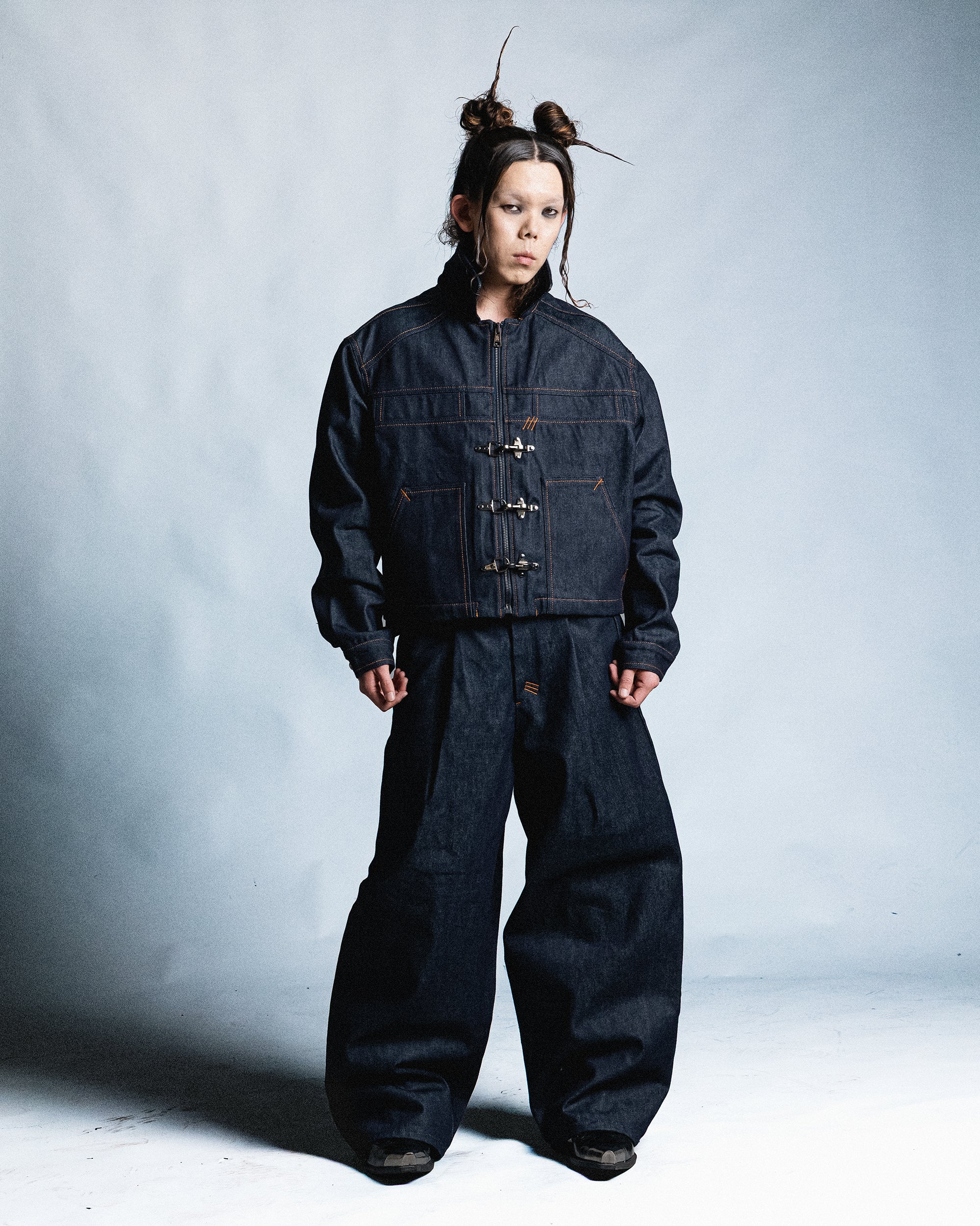 DARK INDIGO 14OZ RAW DENIM HOOKED JACKET - Karmine