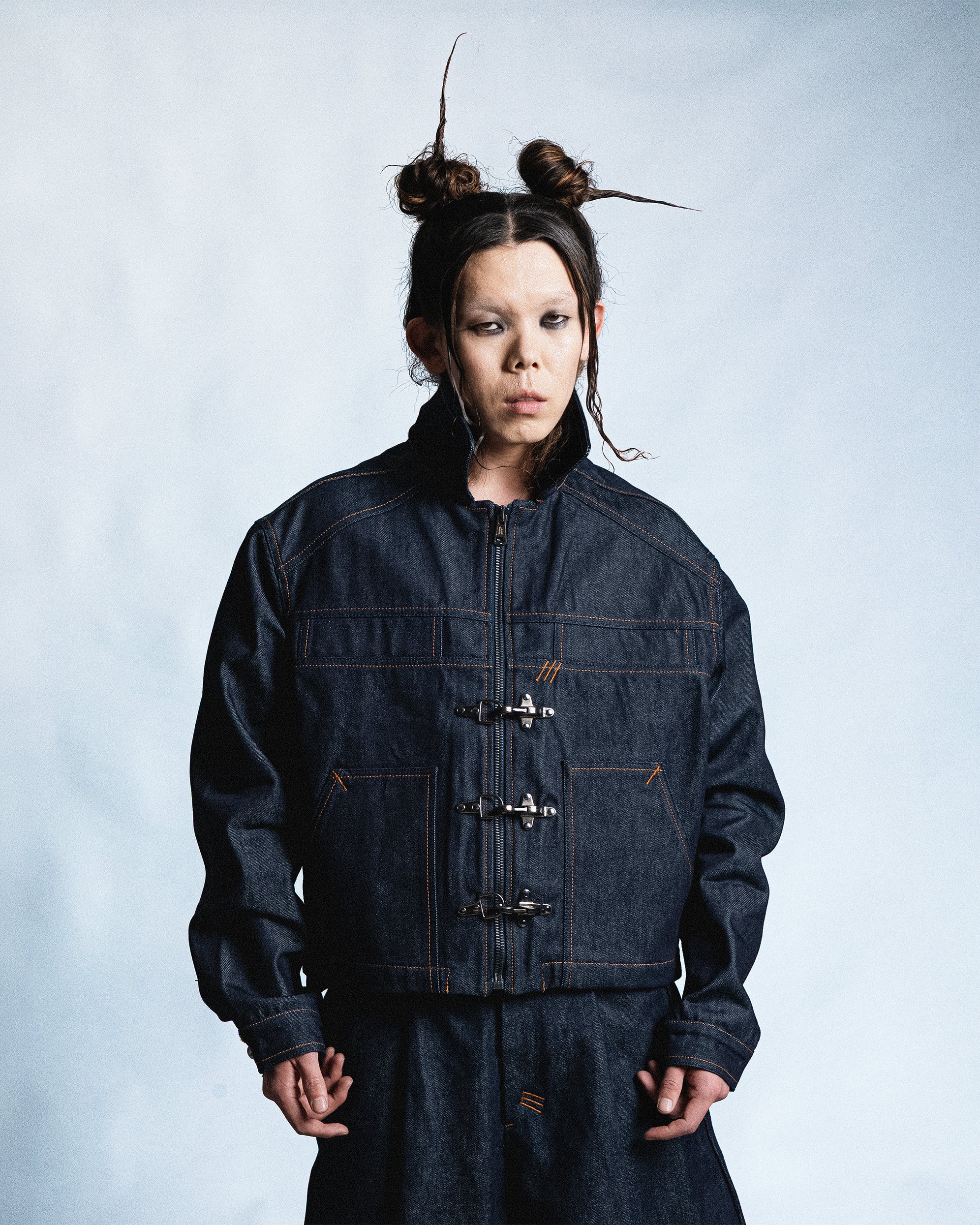 DARK INDIGO 14OZ RAW DENIM HOOKED JACKET - Karmine