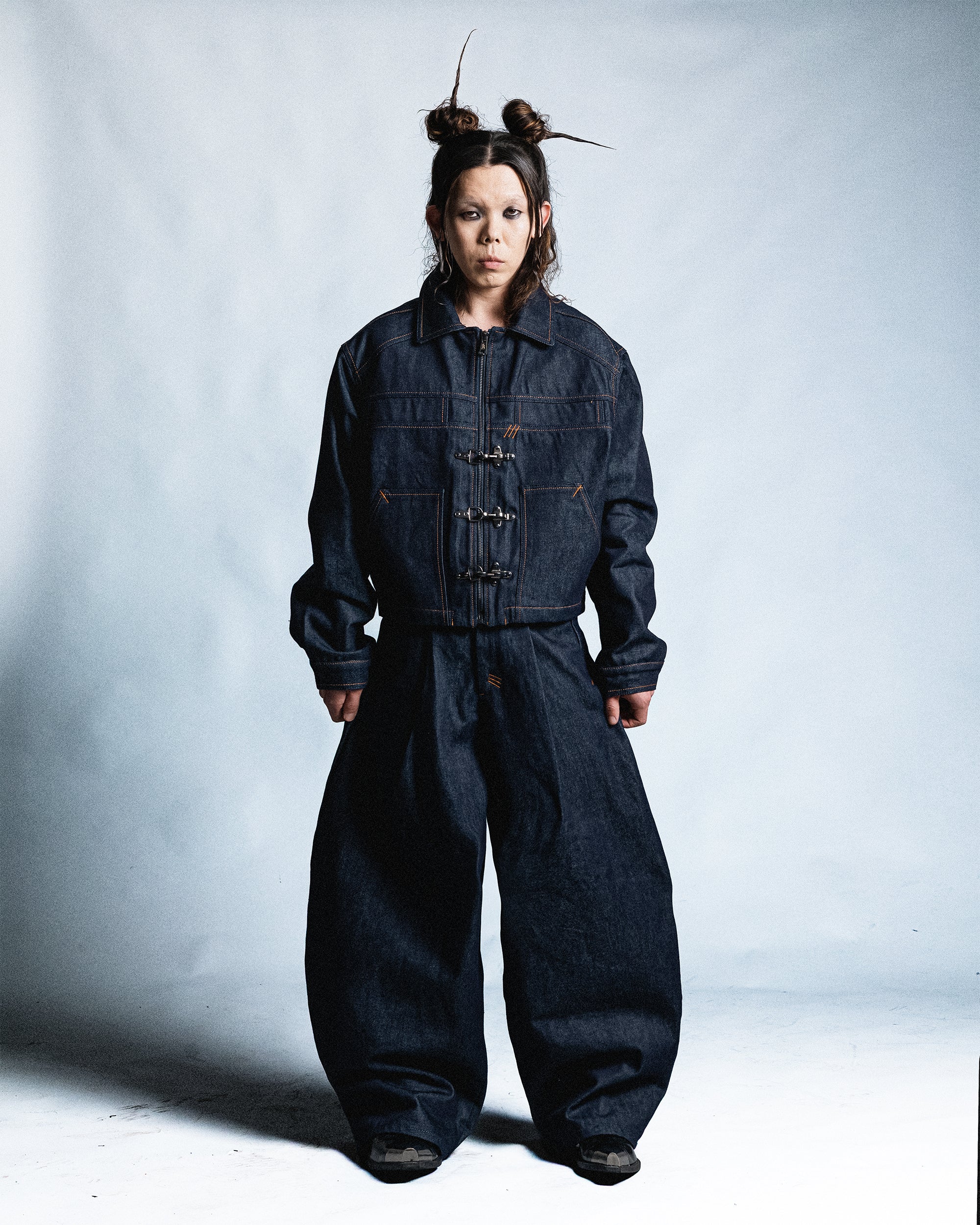 DARK INDIGO 14OZ RAW DENIM HOOKED JACKET - Karmine