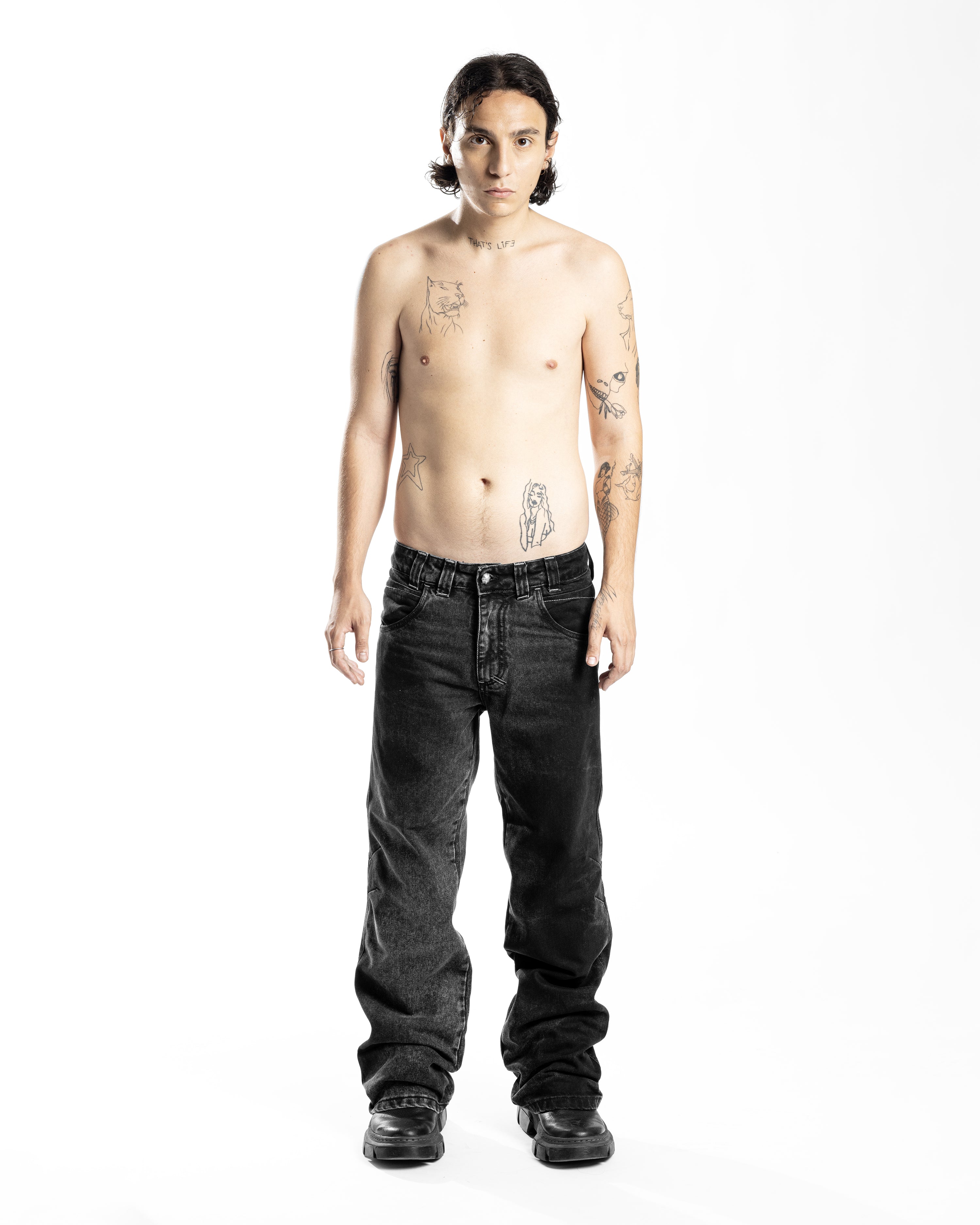 BLACK PRINTED DENIM - Karmine