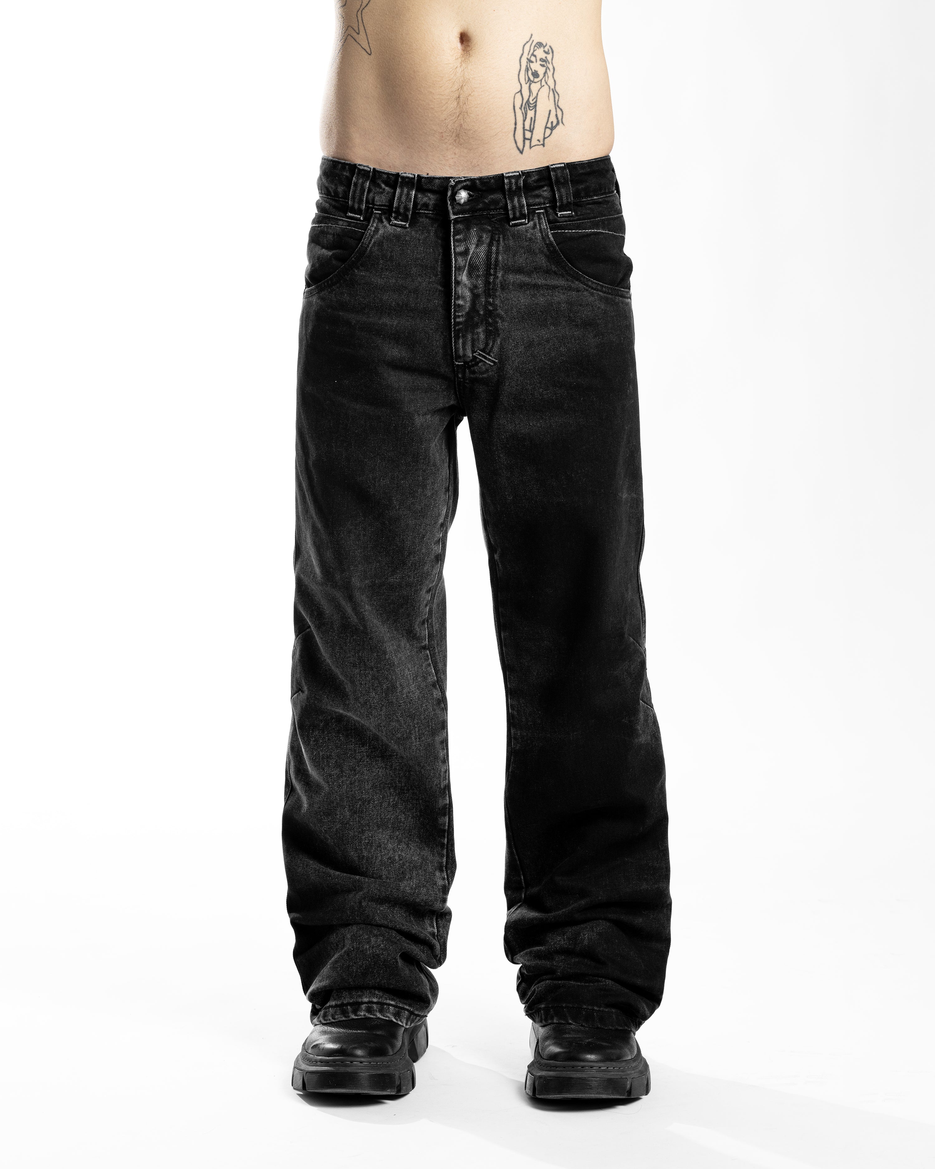 BLACK PRINTED DENIM - Karmine
