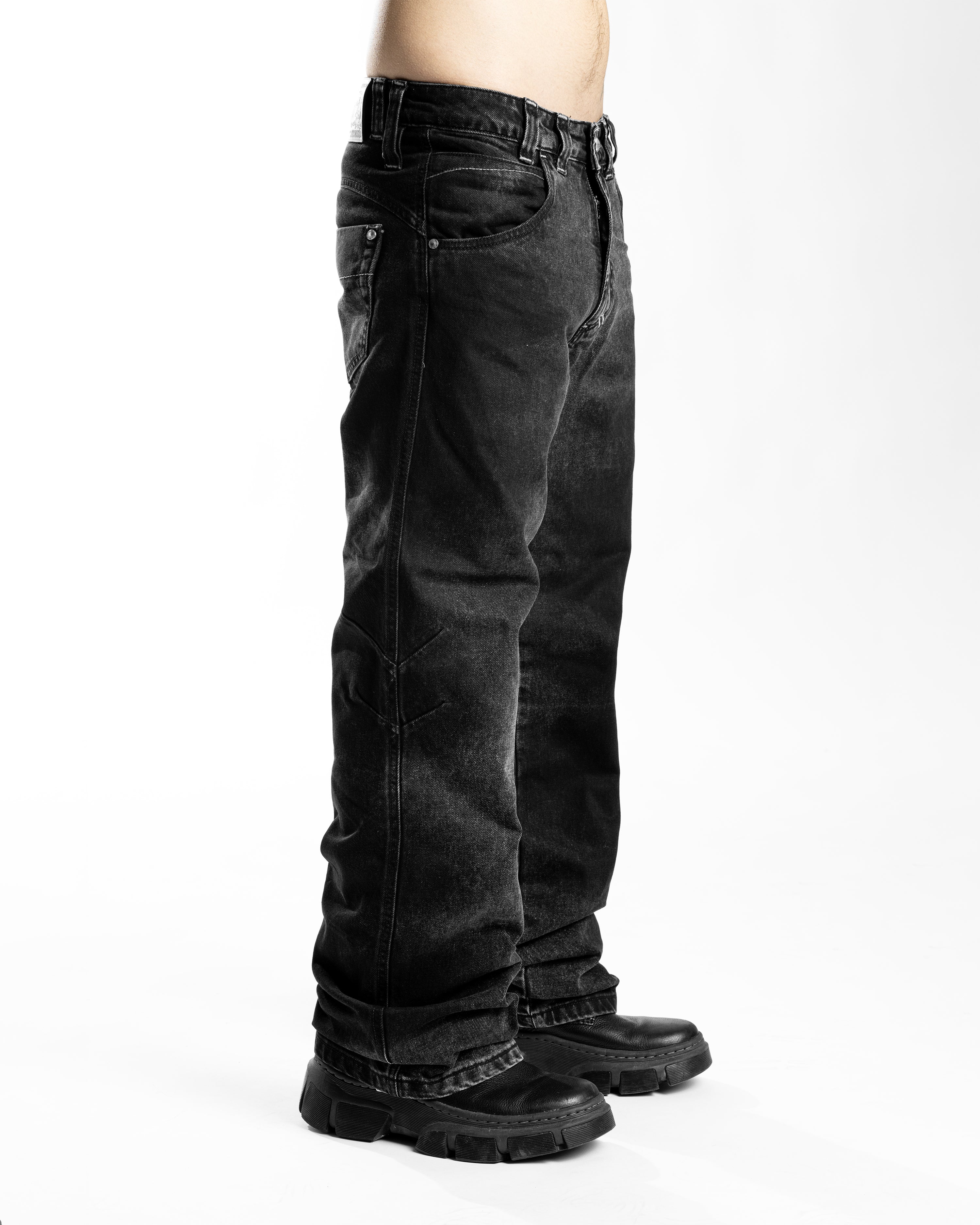 BLACK PRINTED DENIM - Karmine