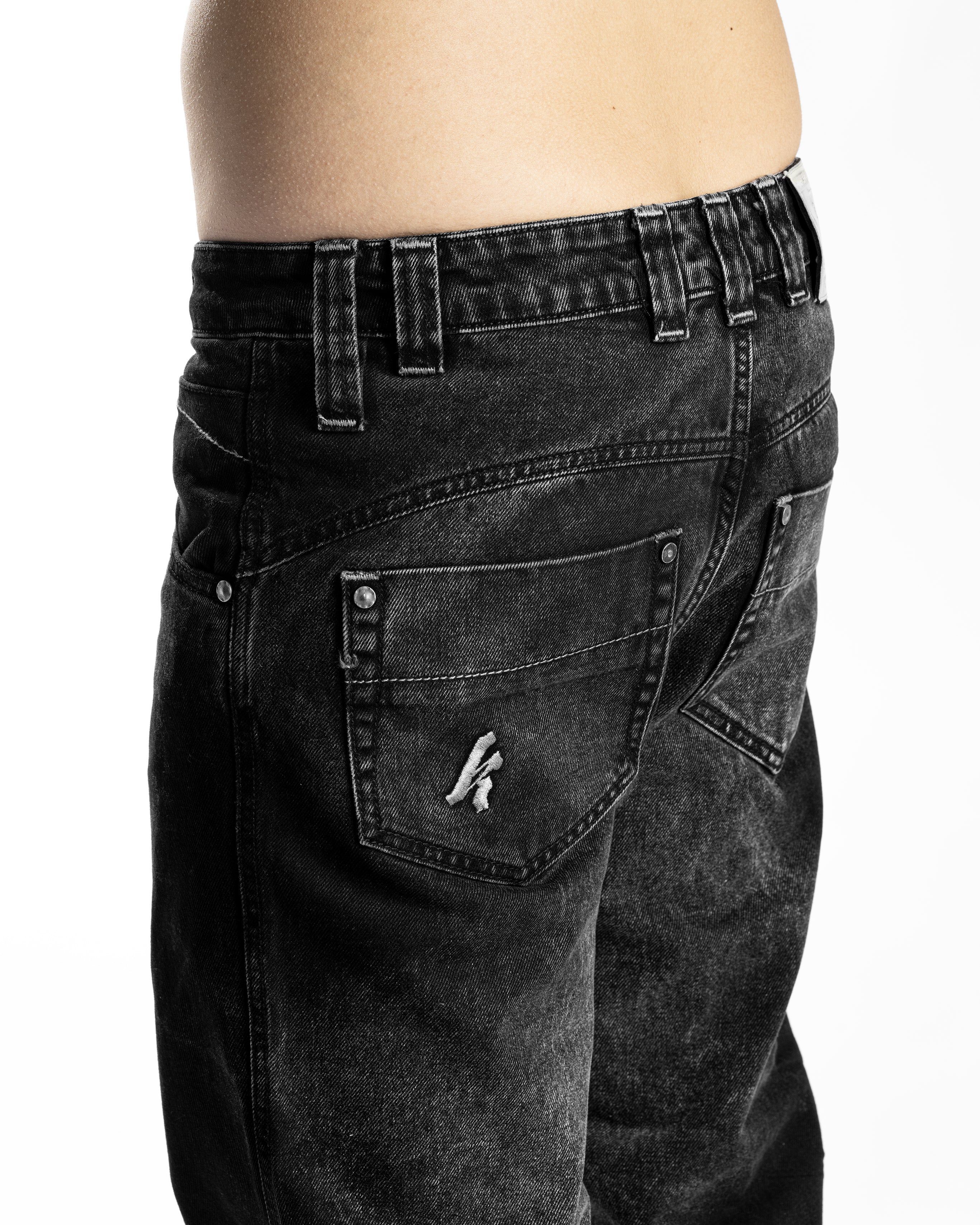 BLACK PRINTED DENIM - Karmine