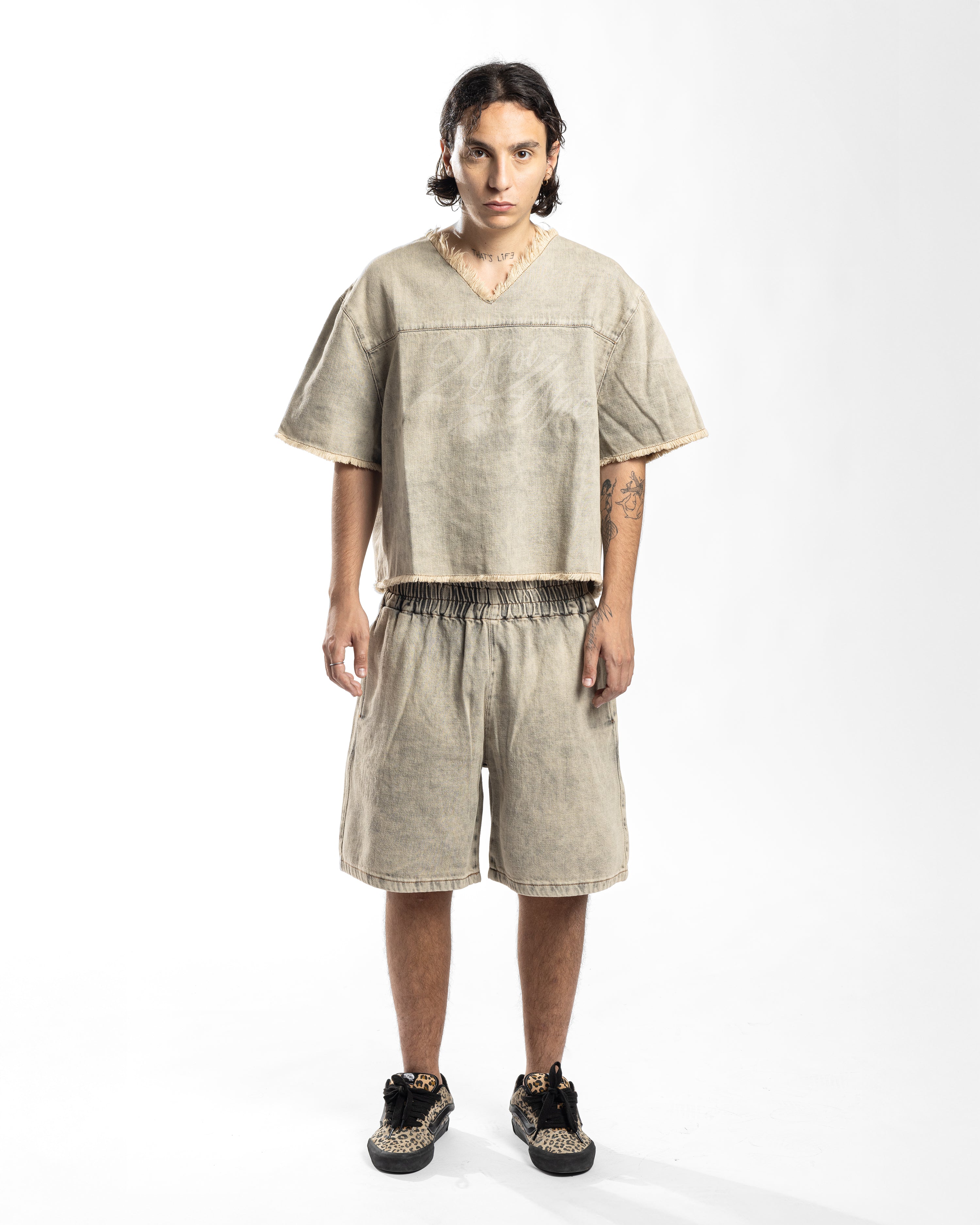 SS35 DENIM CROPPED TEE – SAND