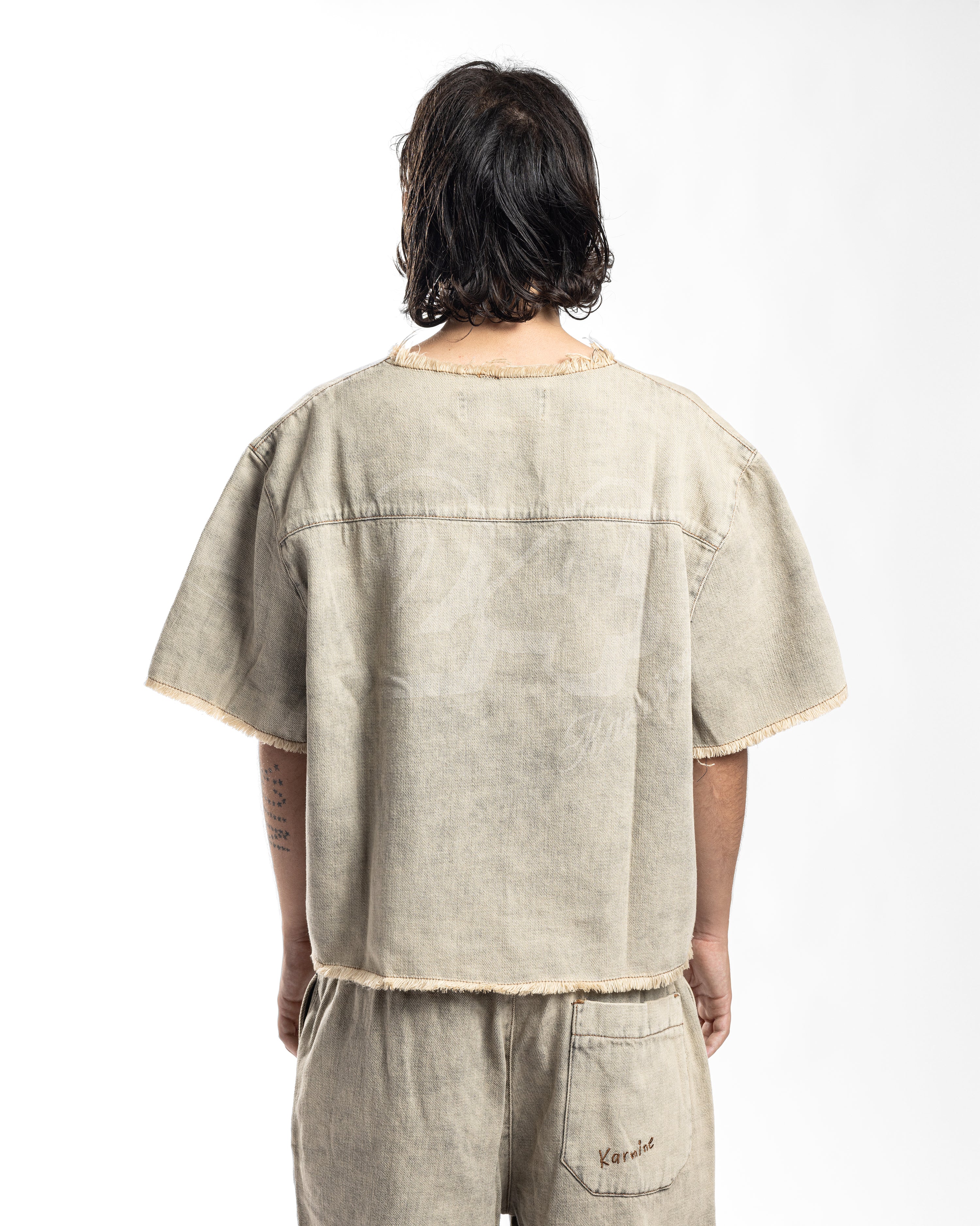 SS35 DENIM CROPPED TEE – SAND