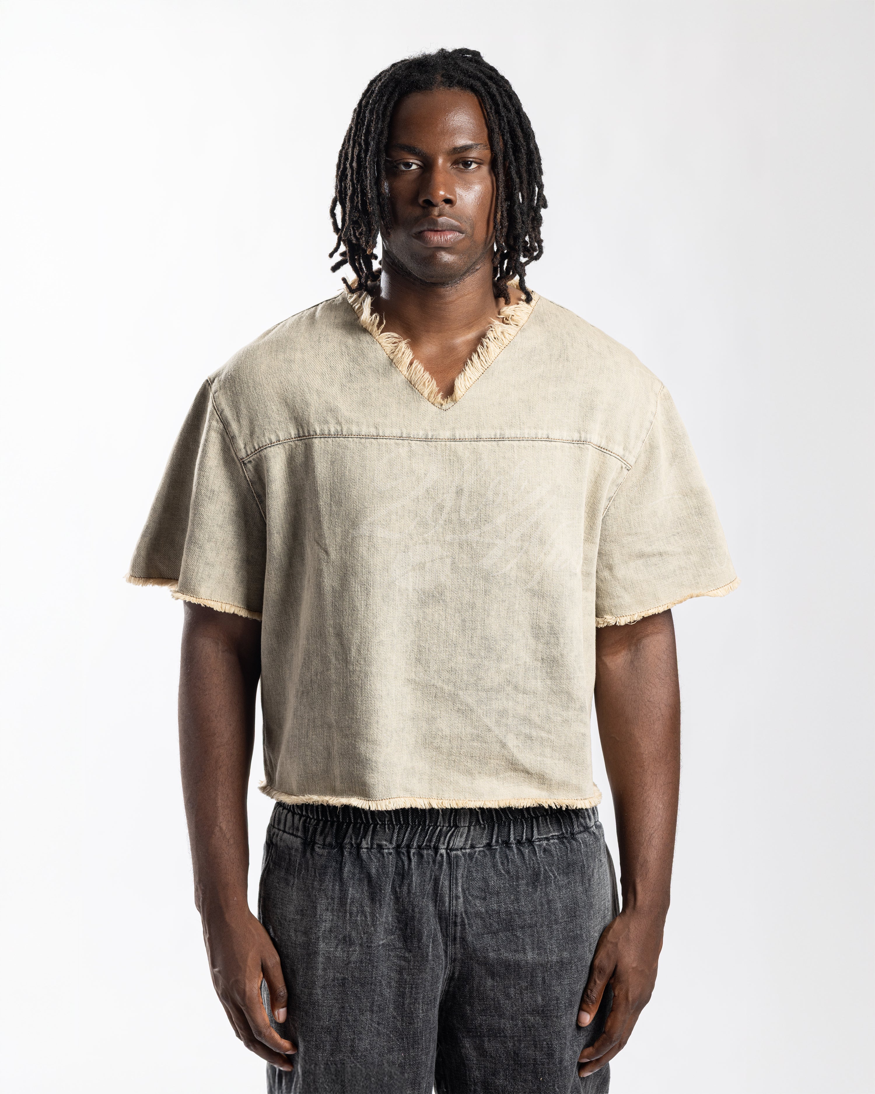 SS35 DENIM CROPPED TEE – SAND