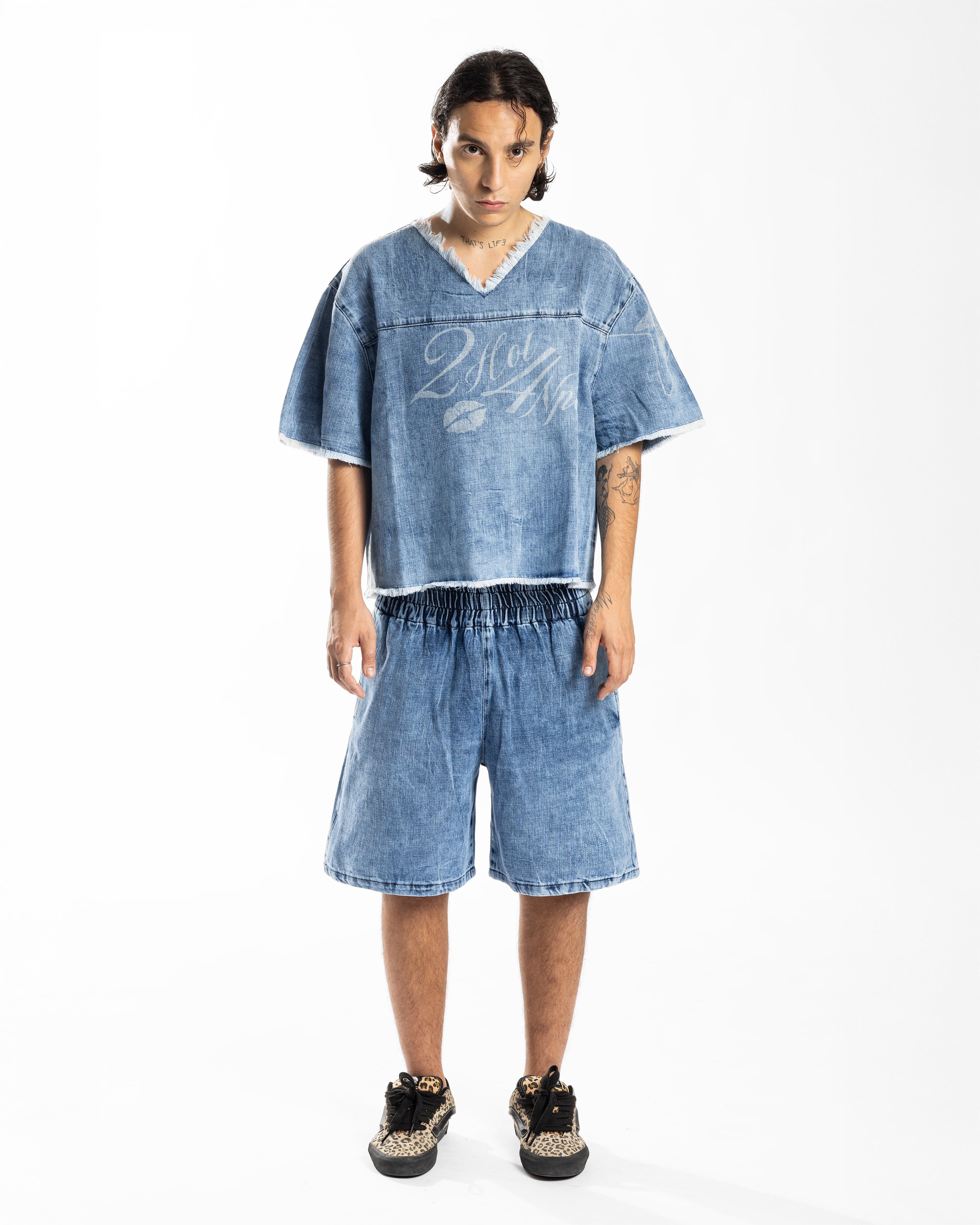 DENIM CROPPED TEE – BLUE