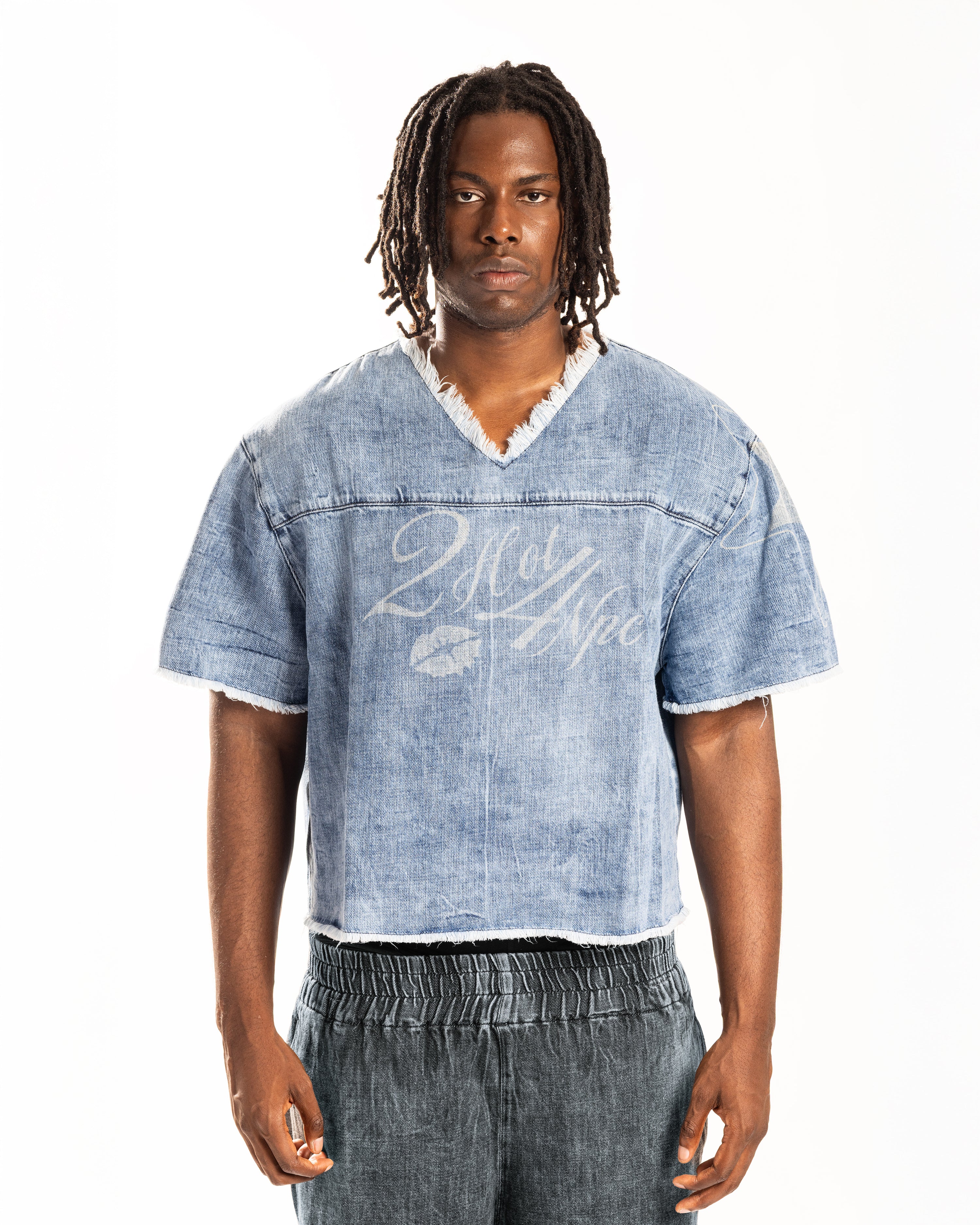 DENIM CROPPED TEE – BLUE