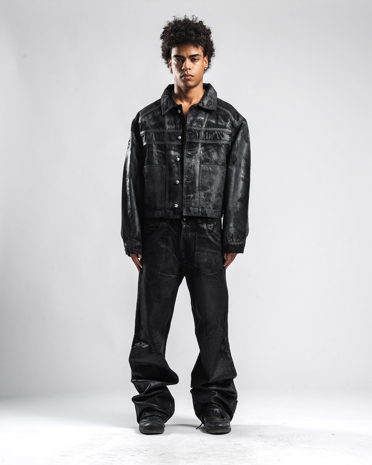 BLACK WAXED DENIM