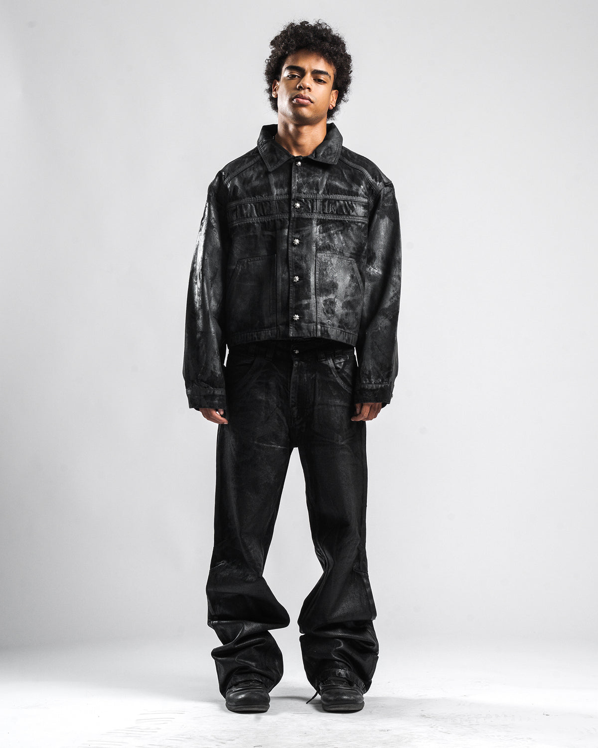 BLACK WAXED DENIM JACKET