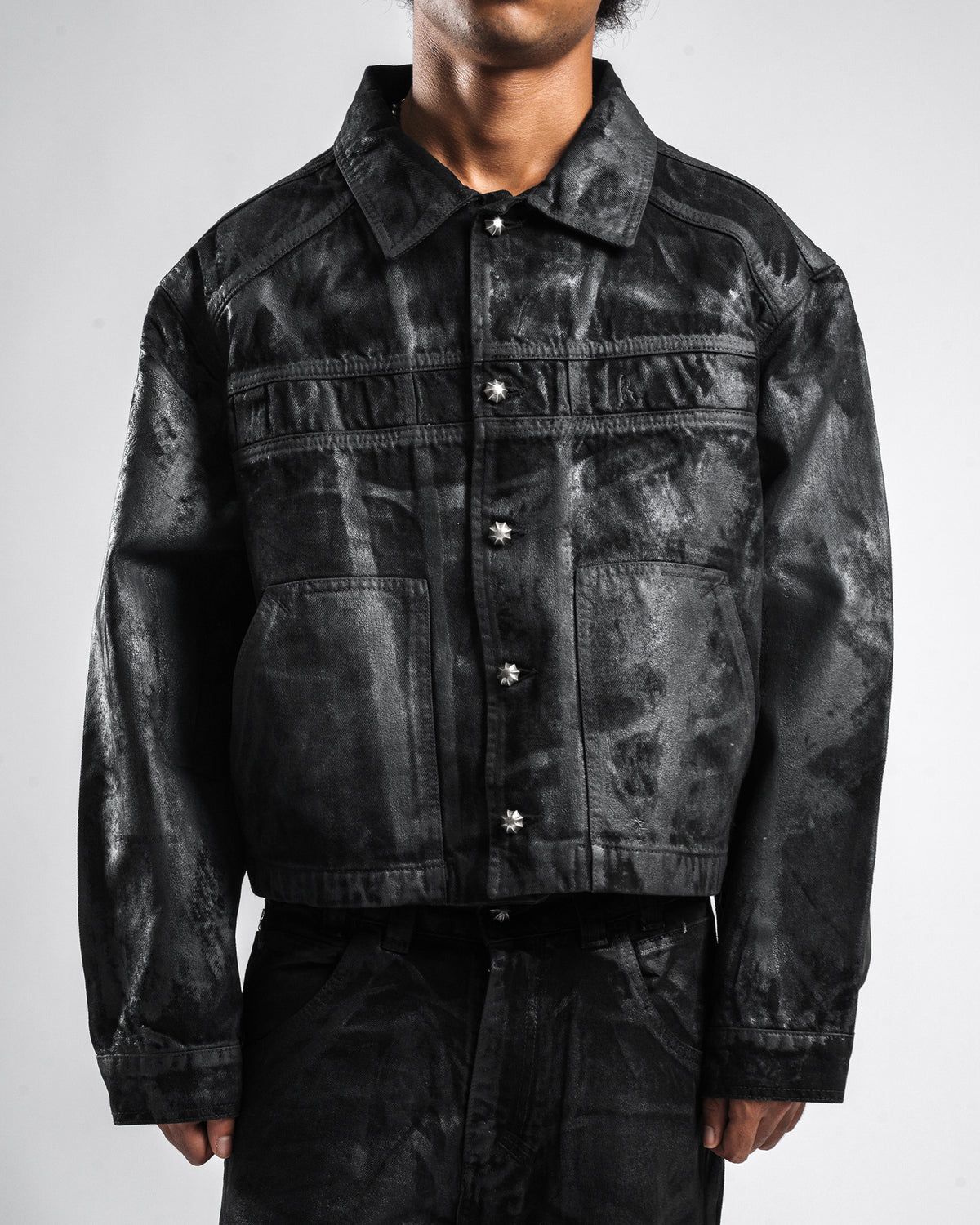 BLACK WAXED DENIM JACKET